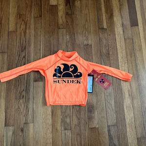 SUNDEK 50+ UV Protection Long Sleeve Orange T-shirt Rash Guard Size 2